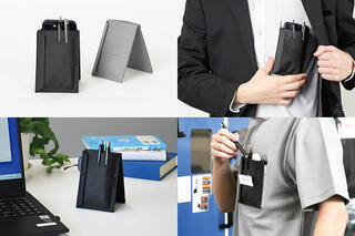 【新製品】スマホ・筆記具・カード・小銭・名刺が全部入る胸ポケット拡張ペンケース