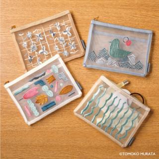 【新製品】ムラタトモコさんデザインの大人かわいい刺繍メッシュポーチ