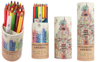 【新製品】水彩画の雑貨ブランド「空想街雑貨店」デザインの水彩色鉛筆セット