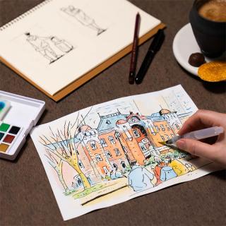 【新製品】キット付きオンラインレッスン「ラキット」に水彩スケッチで街の風景を描く新レッスン